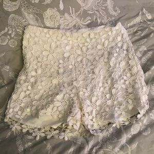 Hollister crochet white shorts